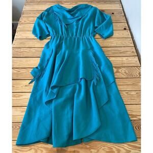 Vintage Sun Country Togs Dolman Sleeve Cinch Waist Fringed Detail Dress Medium